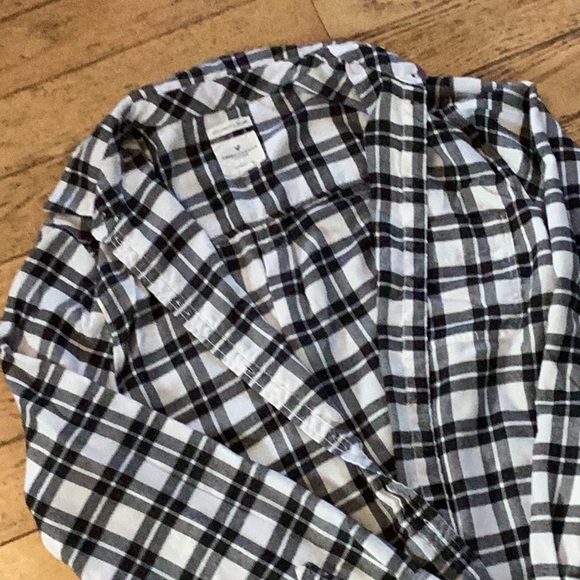 American eagle soft boyfriend fit black and white plaid top, XL - Picture 1 of 4